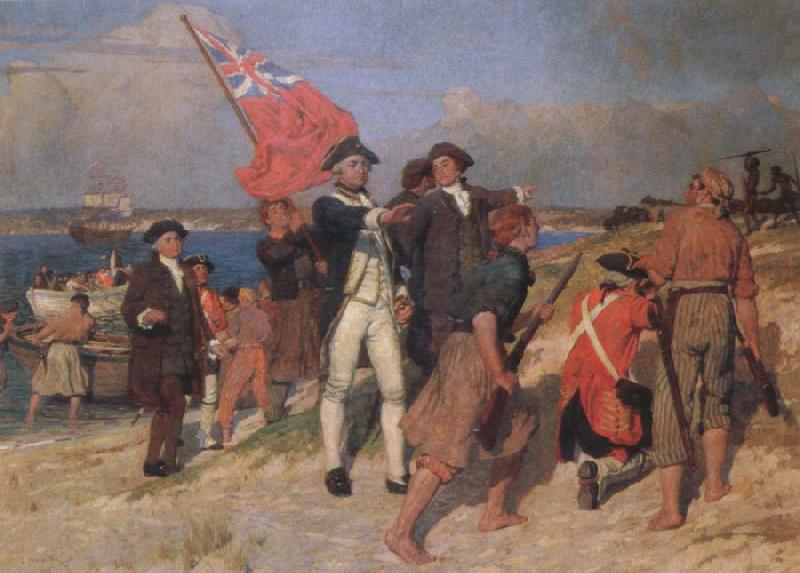 E.Phillips Fox landing of captain cook at botany bay,1770 China oil painting art